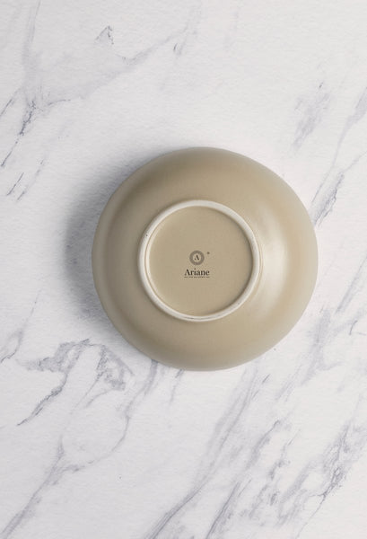 Ariane Vital Coupe 8 1/4" Tornado - Sand Dollar Gray Porcelain Coupe Round Deep Plate - 6/Case (AVCARN428012001) - iFoodservice Online