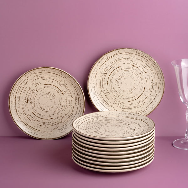 Ariane Vital Coupe 8 1/4" Tornado - Sand Dollar Porcelain Coupe Round Rimless Plate - 12/Case (AVCARN428011021) - iFoodservice Online