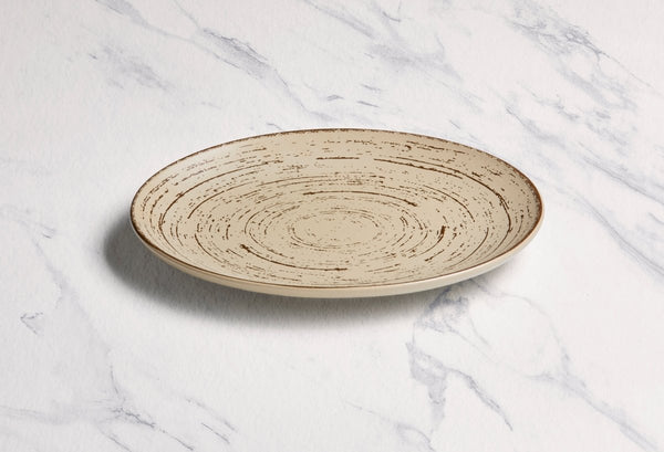 Ariane Vital Coupe 8 1/4" Tornado - Sand Dollar Porcelain Coupe Round Rimless Plate - 12/Case (AVCARN428011021) - iFoodservice Online