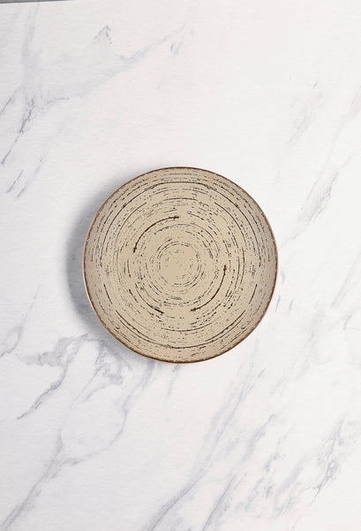 Ariane Vital Coupe 8 1/4" Tornado - Sand Dollar Porcelain Coupe Round Rimless Plate - 12/Case (AVCARN428011021) - iFoodservice Online