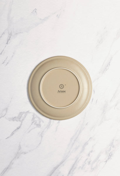 Ariane Vital Coupe 8 1/4" Tornado - Sand Dollar Porcelain Coupe Round Rimless Plate - 12/Case (AVCARN428011021) - iFoodservice Online