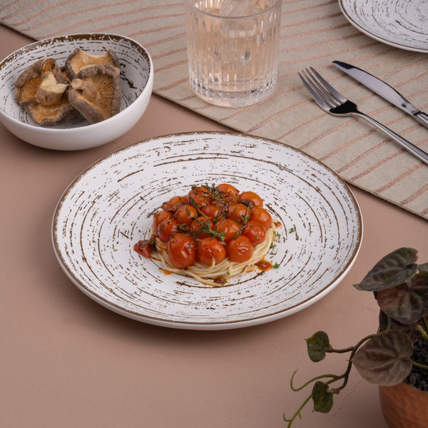 Ariane Vital Coupe 8 1/4" Tornado - White Matt Porcelain Coupe Round Rimless Plate - 12/Case (AVCARN427011021) - iFoodservice Online