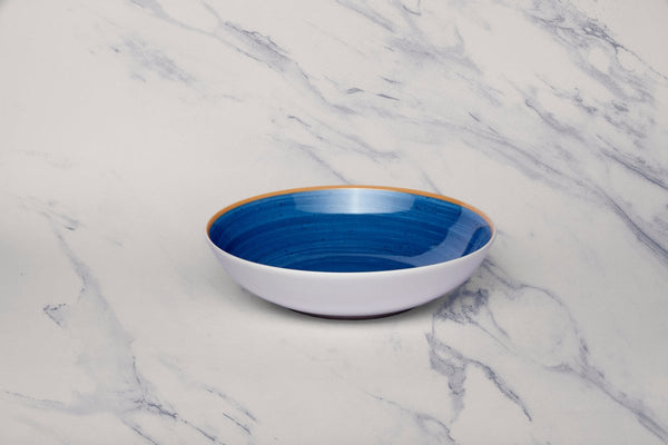 Ariane Vital Coupe 8 1/4" Twister Blue Porcelain Coupe Round Deep Plate - 6/Case (AVCARN264012001) - iFoodservice Online