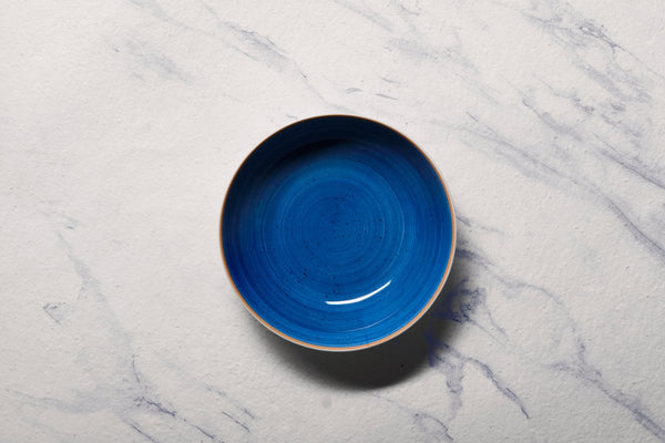 Ariane Vital Coupe 8 1/4" Twister Blue Porcelain Coupe Round Deep Plate - 6/Case (AVCARN264012001) - iFoodservice Online