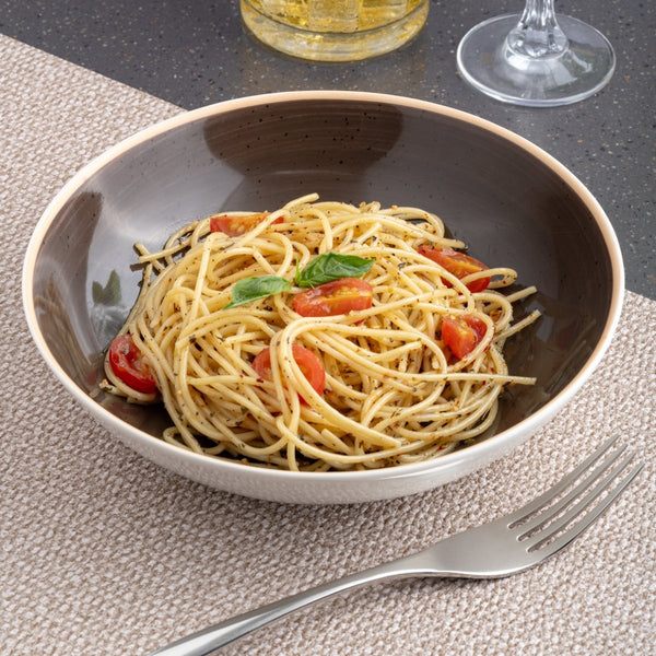 Ariane Vital Coupe 8 1/4" Twister Dark Brown Porcelain Coupe Round Deep Plate - 6/Case (AVCARN263012001) - iFoodservice Online