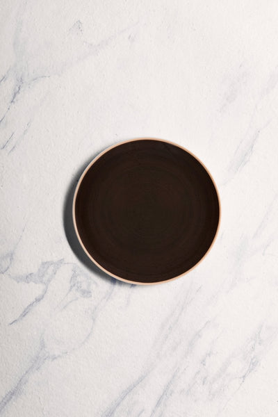 Ariane Vital Coupe 8 1/4" Twister Mokka Dark Brown Porcelain Coupe Round Rimless Plate - 12/Case (AVCARN263011021) - iFoodservice Online