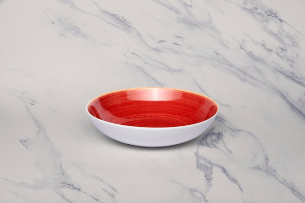 Ariane Vital Coupe 8 1/4" Twister Red Porcelain Coupe Round Deep Plate - 6/Case (AVCARN204012001) - iFoodservice Online
