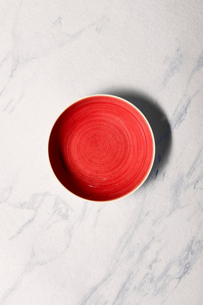 Ariane Vital Coupe 8 1/4" Twister Red Porcelain Coupe Round Deep Plate - 6/Case (AVCARN204012001) - iFoodservice Online