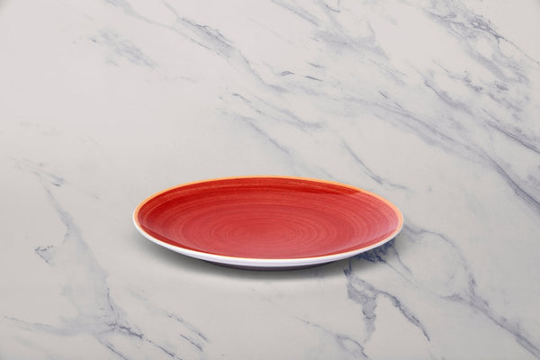 Ariane Vital Coupe 8 1/4" Twister Red Porcelain Coupe Round Rimless Plate - 12/Case (AVCARN204011021) - iFoodservice Online