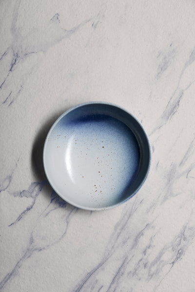 Ariane Vital Coupe 8 1/4" White & Blue Porcelain Coupe Bowl - 4/Case (AVCARND65022021) - iFoodservice Online