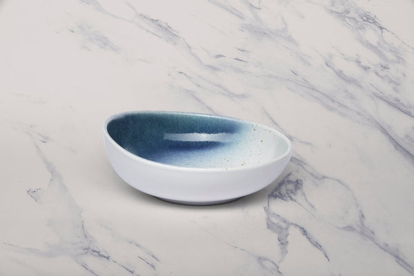 Ariane Vital Coupe 8 1/4" White & Blue Porcelain Coupe Bowl - 4/Case (AVCARND65022021) - iFoodservice Online
