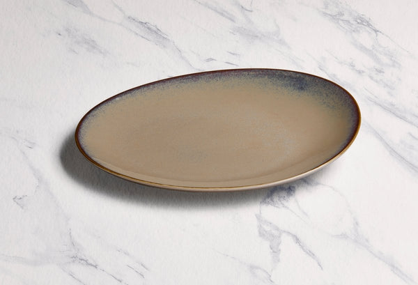 Ariane Vital Coupe 9 4/9" Splash Beige Porcelain Elevated Plate - 12/Case (AVCARN257111024) - iFoodservice Online