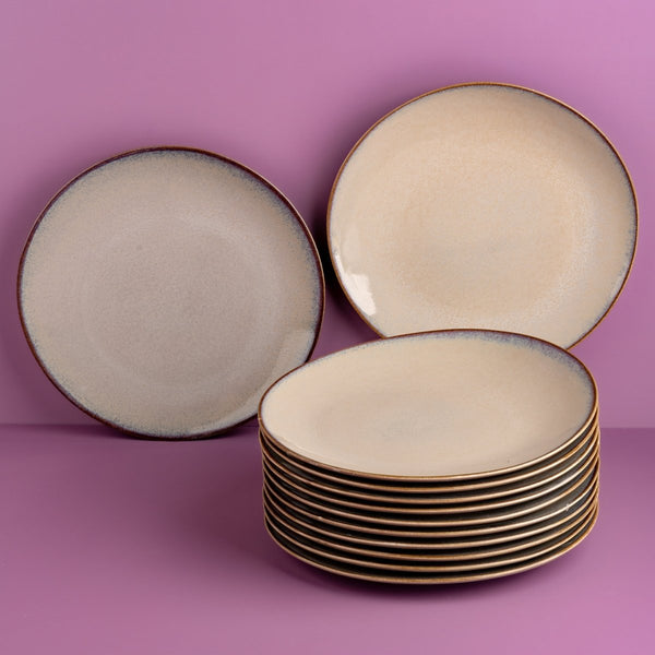 Ariane Vital Coupe 9 4/9" Splash Beige Porcelain Elevated Plate - 12/Case (AVCARN257111024) - iFoodservice Online