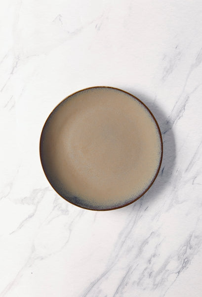 Ariane Vital Coupe 9 4/9" Splash Beige Porcelain Elevated Plate - 12/Case (AVCARN257111024) - iFoodservice Online