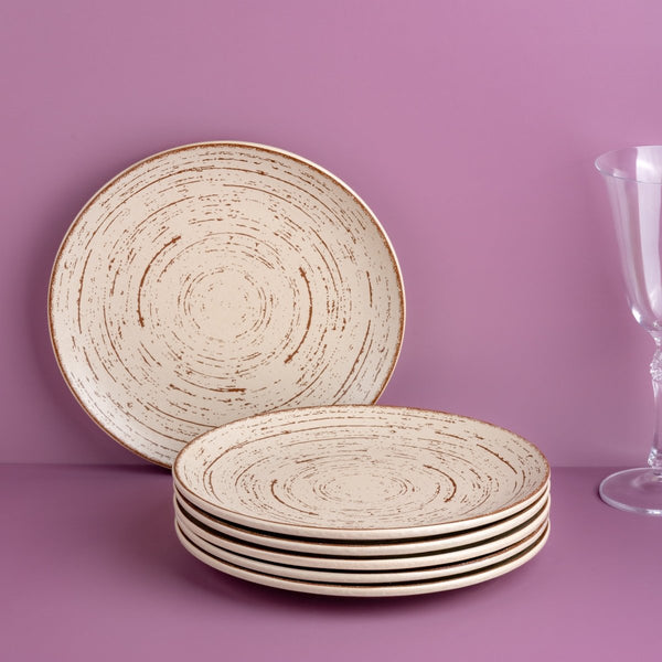 Ariane Vital Coupe 9 4/9" Tornado - Sand Dollar Gray Porcelain Coupe Round Rimless Plate - 6/Case (AVCARN428011024) - iFoodservice Online