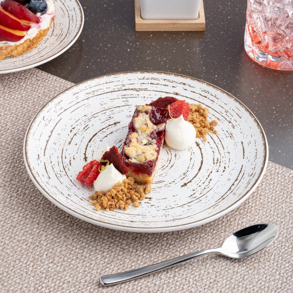 Ariane Vital Coupe 9 4/9" Tornado - White Matt Porcelain Coupe Round Rimless Plate - 6/Case (AVCARN427011024) - iFoodservice Online
