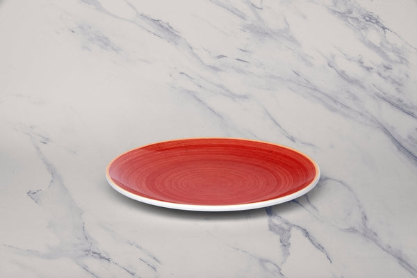 Ariane Vital Coupe 9 4/9" Twister Red Porcelain Coupe Round Rimless Plate - 6/Case (AVCARN204011024) - iFoodservice Online