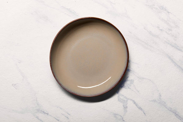 Ariane Vital Coupe 9 5/6" Splash Beige Porcelain Coupe Round Deep Plate - 6/Case (AVCARN257012025) - iFoodservice Online