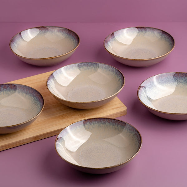 Ariane Vital Coupe 9 5/6" Splash Beige Porcelain Coupe Round Deep Plate - 6/Case (AVCARN257012025) - iFoodservice Online