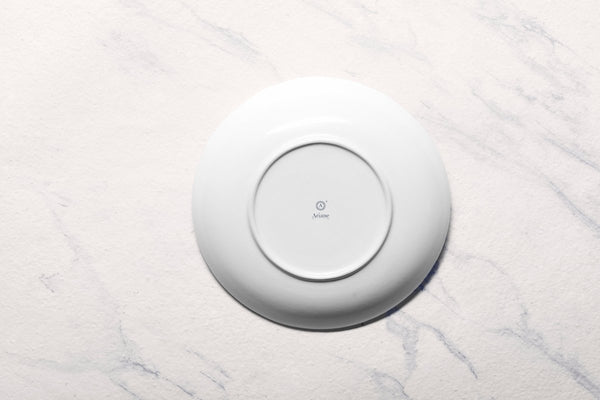 Ariane Vital Coupe 9 5/6" White & Blue Porcelain Coupe Round Deep Plate - 6/Case (AVCARND65012025) - iFoodservice Online