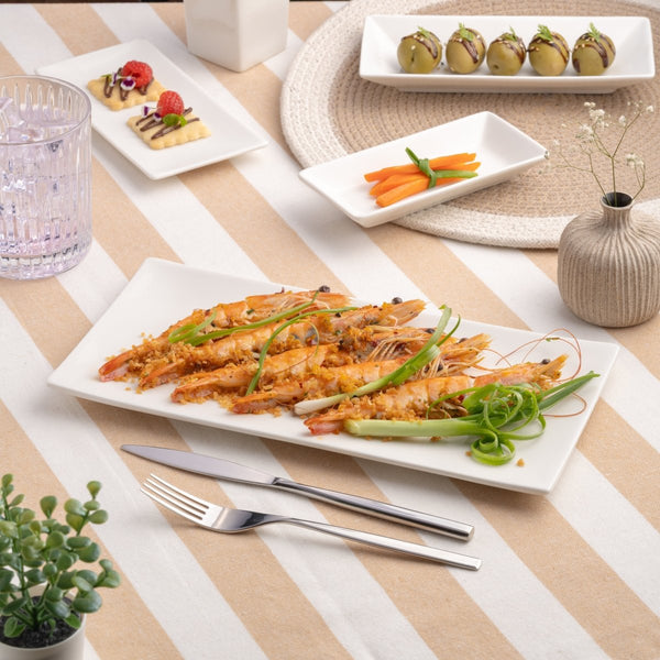 Ariane White 11 3/7" x 5 5/7" Panorama Porcelain Rectangle Plate - 6/Case (ARRARN000011002) - iFoodservice Online