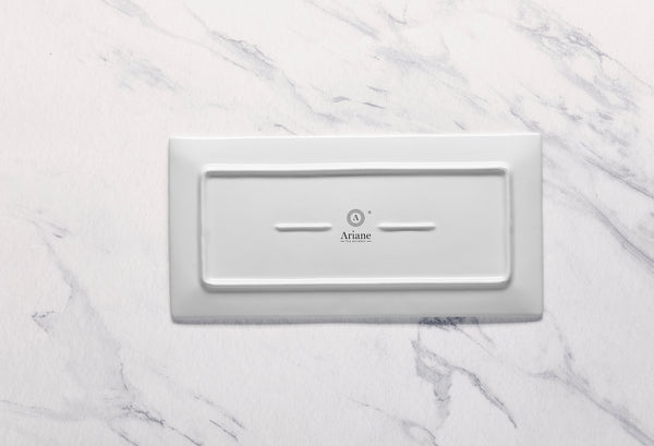 Ariane White 12 3/5" x 6 1/9" Panorama Porcelain Rectangle Plate - 6/Case (ARRARN000011001) - iFoodservice Online