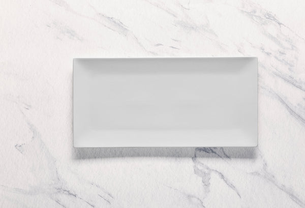 Ariane White 12 3/5" x 6 1/9" Panorama Porcelain Rectangle Plate - 6/Case (ARRARN000011001) - iFoodservice Online