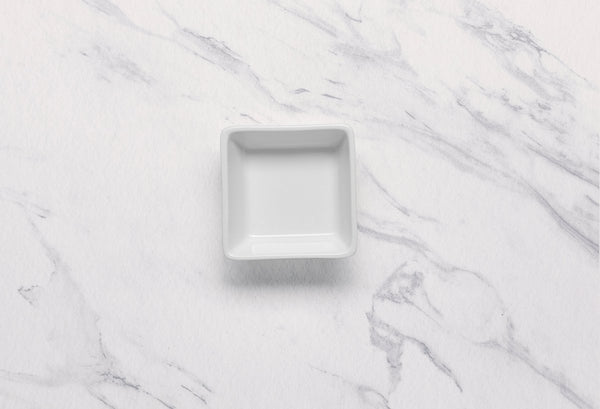 Ariane White 2 3/4" x 2 3/4" Miniature Porcelain Squire Plate - 18/Case (AMNARN000101002) - iFoodservice Online