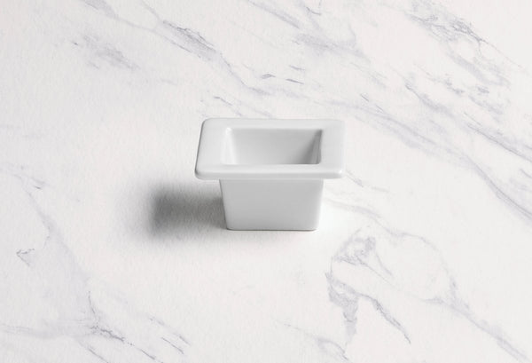 Ariane White 2 3/4" x 2 3/4" x 1 1/3” Miniature Porcelain Deep Squire Bowl With Rim - 18/Case (AMNARN000101018) - iFoodservice Online