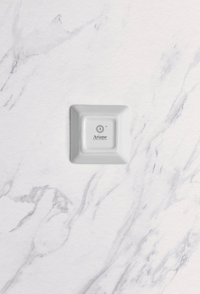 Ariane White 2 5/9" x 2 5/9" x 5/9” Miniature Porcelain Squire Plate - 18/Case (AMNARN000101015) - iFoodservice Online