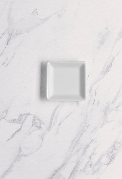 Ariane White 2 5/9" x 2 5/9" x 5/9” Miniature Porcelain Squire Plate - 18/Case (AMNARN000101015) - iFoodservice Online