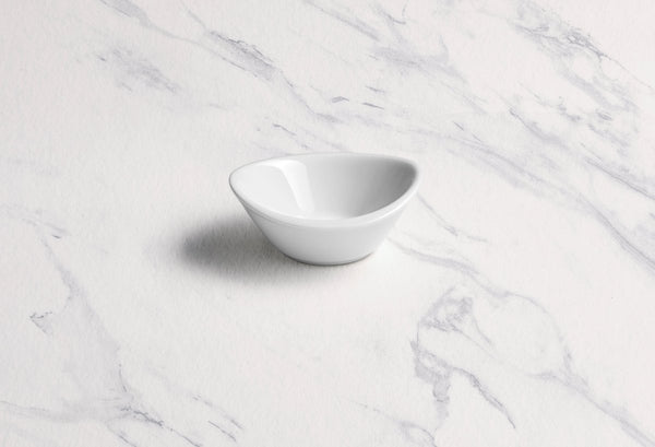 Ariane White 3 1/3" x 3 1/4" x 1 3/8” Miniature Porcelain Curved Bowl - 18/Case (AMNARN000101009) - iFoodservice Online