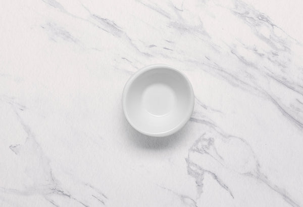 Ariane White 3 1/3" x 3 1/4" x 1 3/8” Miniature Porcelain Curved Bowl - 18/Case (AMNARN000101009) - iFoodservice Online