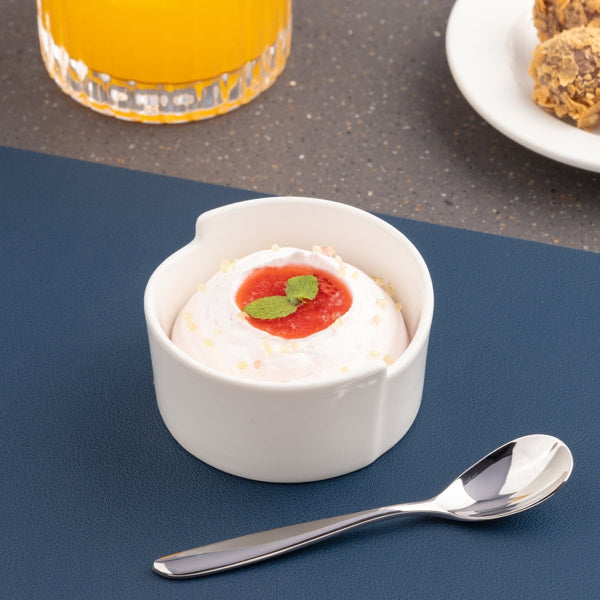 Ariane White 3 1/7" x 1 4/7" x 1 1/3” Miniature Porcelain Double Step Round Bowl - 18/Case (AMNARN000101008) - iFoodservice Online