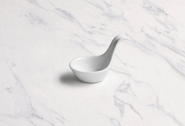 Ariane White 3 7/9" x 2 1/5” Miniature Porcelain Straight Spoon Bowl - 18/Case (AMNARN000101017) - iFoodservice Online