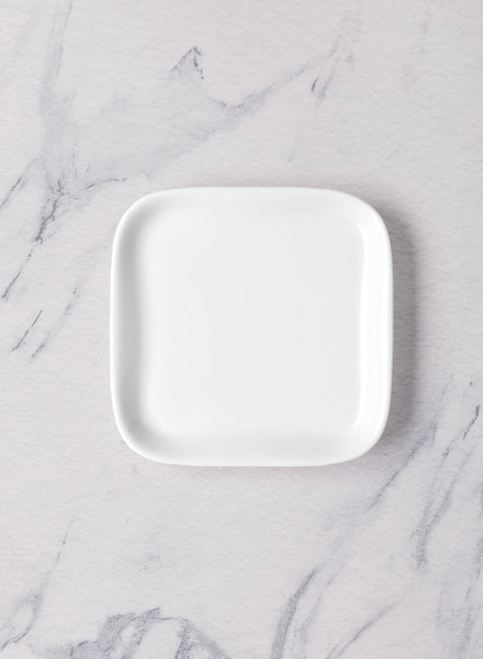 Ariane White 4 1/2'' x 4 1/2" Miniature Porcelain Squire Plate - 18/Case (AMNARN000101001) - iFoodservice Online