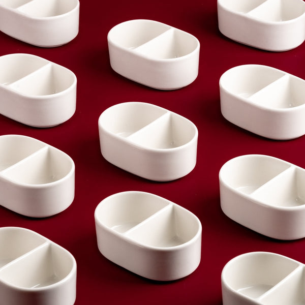 Ariane White 4 1/3" Prime - Warm Porcelain Sugar Pack Holder With Partition - 12/Case (APRARN000077003) - iFoodservice Online