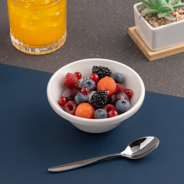 Ariane White 4 1/5" x 2 1/2" x 1 3/4” Miniature Porcelain Conical Bowl - 18/Case (AMNARN000101021) - iFoodservice Online