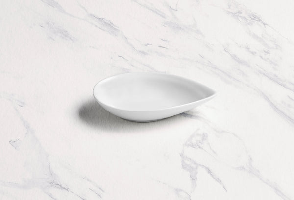 Ariane White 4" x 3 1/7" x 6/7” Miniature Porcelain Single Pointed Dish - 18/Case (AMNARN000101014) - iFoodservice Online