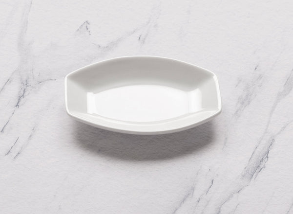 Ariane White 4" x 3" Miniature Porcelain Rectangle Oval Dish - 18/Case (AMNARN000101012) - iFoodservice Online