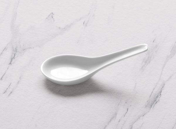 Ariane White 5 1/2" Prime - Warm Porcelain Soup Spoon - 12/Case (APRARN000081004) - iFoodservice Online