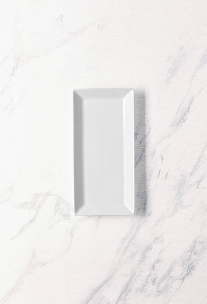 Ariane White 6 1/9" x 3" Panorama Porcelain Rectangle Plate - 12/Case (ARRARN000011015) - iFoodservice Online