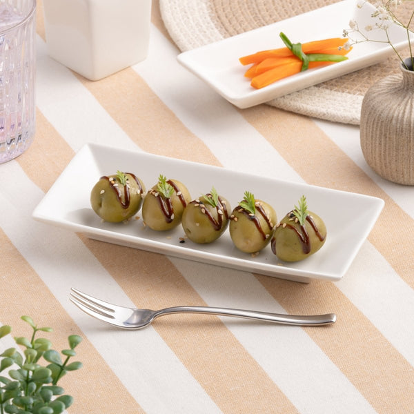 Ariane White 6 1/9" x 3" Panorama Porcelain Rectangle Plate - 12/Case (ARRARN000011015) - iFoodservice Online