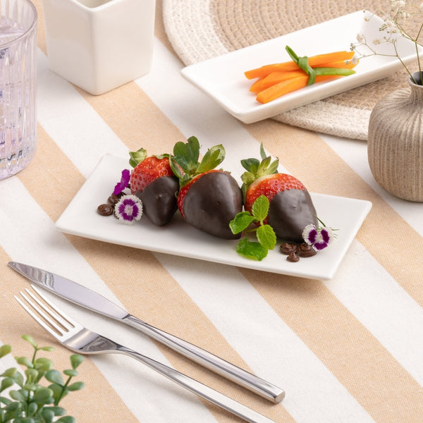 Ariane White 6 2/3" x 3 1/3" Panorama Porcelain Rectangle Plate - 12/Case (ARRARN000011004) - iFoodservice Online