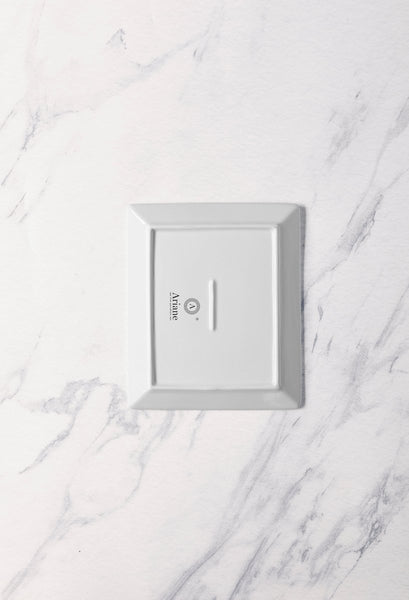 Ariane White 7 1/2" x 6 1/9" Panorama Porcelain Rectangle Plate - 12/Case (ARRARN000011019) - iFoodservice Online