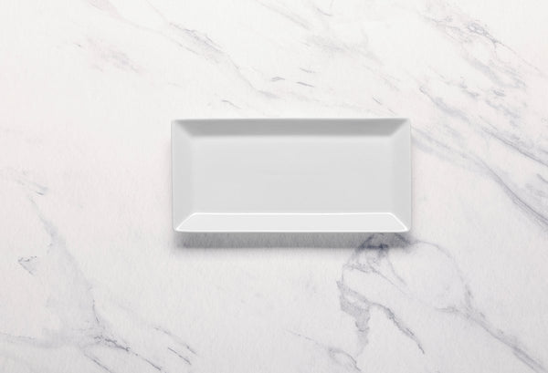 Ariane White 7" x 3 1/2" Panorama Porcelain Rectangle Plate - 12/Case (ARRARN000011018) - iFoodservice Online