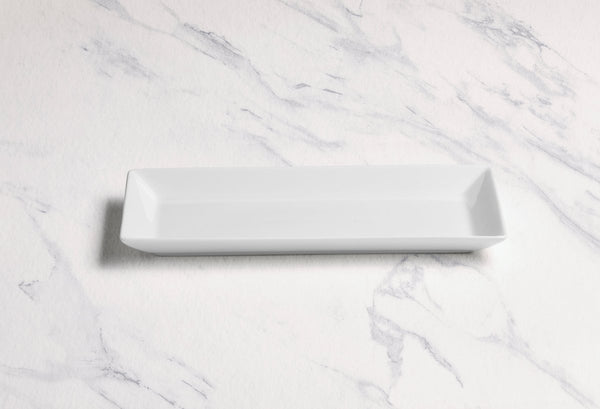 Ariane White 7" x 3 1/2" Panorama Porcelain Rectangle Plate - 12/Case (ARRARN000011018) - iFoodservice Online