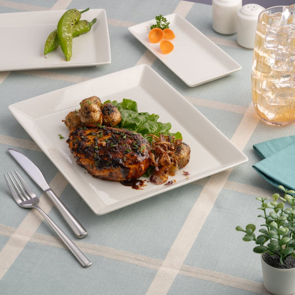 Ariane White 9 4/9" x 7 2/3" Panorama Porcelain Rectangle Plate - 12/Case (ARRARN000011024) - iFoodservice Online