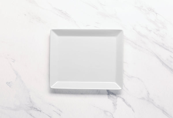 Ariane White 9 4/9" x 7 2/3" Panorama Porcelain Rectangle Plate - 12/Case (ARRARN000011024) - iFoodservice Online