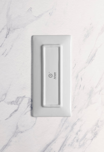 Ariane White 9" x 4 1/3" Panorama Porcelain Rectangle Plate - 12/Case (ARRARN000011003) - iFoodservice Online